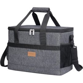 Tianyi-Sac Isotherme 20l, Grand Format Glaciere Souple Isothermes, Portable Sacs Isotherm Courses Surgelés Pour Voyage, Pique Nique, Camping, Plage, Gris Foncé