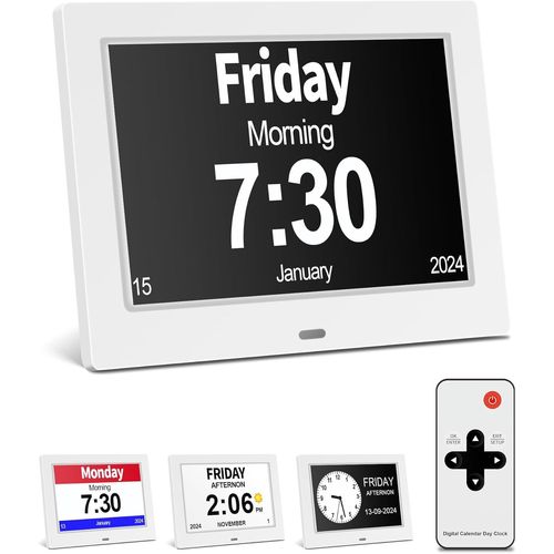 Calendrier électronique, réveil démentiel de 7 pouces, horloge de table, calendrier mural, simple, clair, pour personnes âgées, enfants