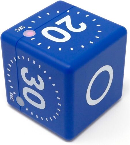 Digital Cube Timer, 38.2036.06, Cube de Temps, chronomètre, avec 4 Temps de déroulement Fixes : 10-20-30-60 Sec, Bleu