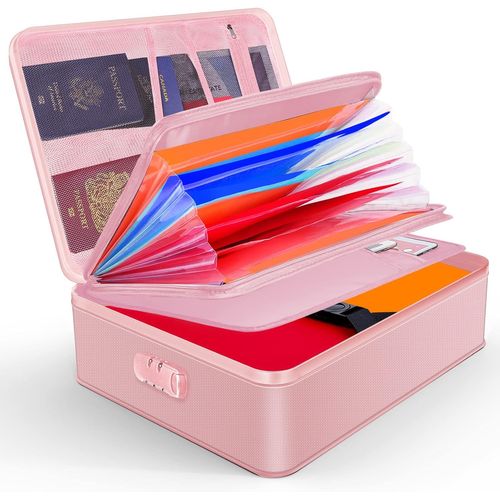 Organisateur De Documents, Boîte Ignifuge Avec Serrure & Poignée, Sac Ignifuge, Pochette Ignifuge Et Etanche, Valise Porte Documents Pour Fichiers Et Passeport(Noir, 38x28x11cm)