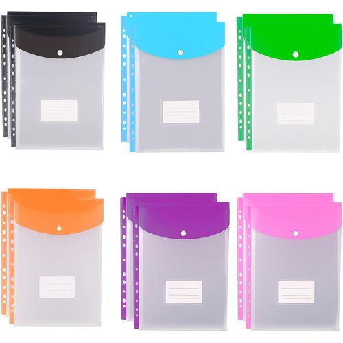 Lot De 12 Porte-Documents A4, 11 Compartiments, Transparents, Avec Bouton Pression Et Champ D'inscription, En Plastique Pour Bureau, École, Maison, Voyage (Ouverture Verticale)