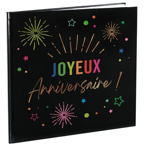 LIVRE D'OR CARTON ANNIVERSAIRE MULTI 20P 24CM NOIR