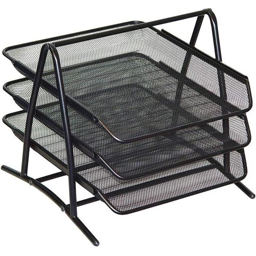 Leviatan 3 Corbeille À Courrier En Métal Bac À Documents A4, Organisateur Bureau Argentbanette Trieur Range Document