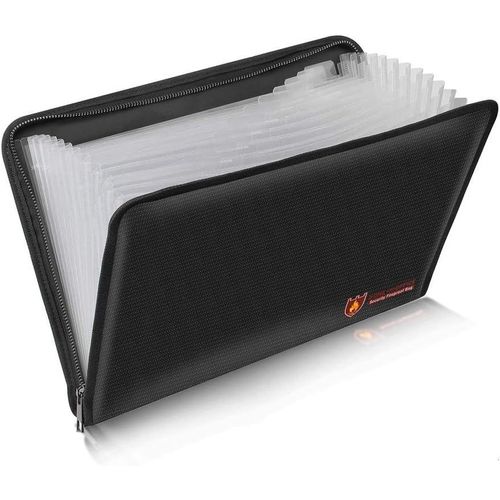 Porte-Documents Ignifuge Et Résistant À L'eau Format A4 12 Poches Résistant Au Feu Étanche Sans Danger Revêtement En Silicone Pochette De Classement Portable Pour Documents Juridiques