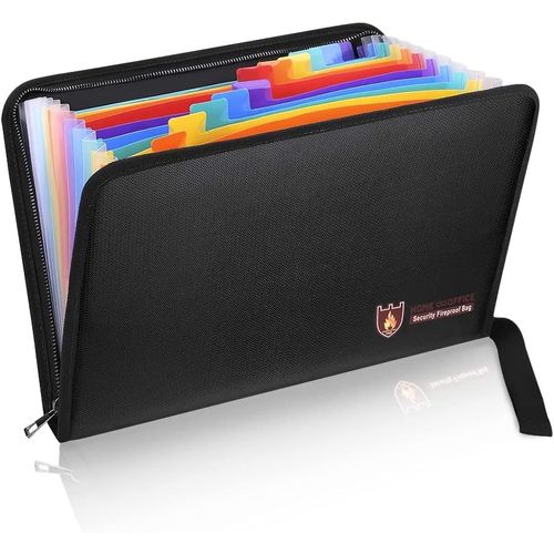 Porte-Documents Ignifuge Et Résistant À L'eau Format A4 12 Poches Résistant Au Feu Étanche Sans Danger Revêtement En Silicone Pochette De Classement Portable Pour Documents Juridiques