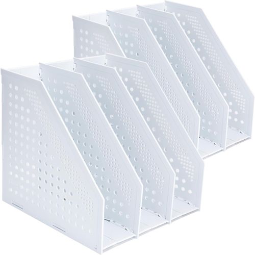 Porte-revues pliable, Porte Revue Bureau avec 4 Compartiments, Classeurs à Revues de Grande Capacité, Rangement Papier Vertical A4, Gris clair