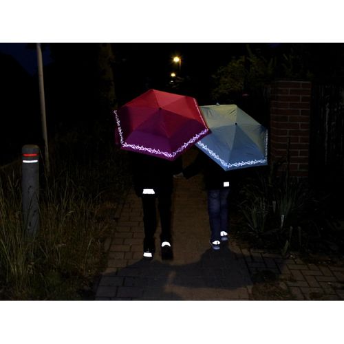 Tzf-4kids Parapluie De Poche Réfléchissant Pour Enfant Avec Bordure Réfléchissante, Rose Bonbon, 90 Cm