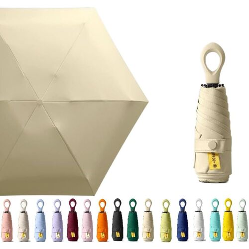 Mini Parapluie De Voyage Avec Poignée En Anneau Et Couche De Revêtement En Tissu Bloquant/Protection Uv Upf 50 99,9 % Compact Pliable Parapluie Parapluie Léger Petit Sac À Dos Portable/Pluie