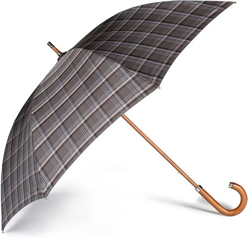 Parapluie Long Pour Homme Luxury Collection Imprimé, Classique Et Très Élégant, Poignée En Bois Piantino, Avec Des Finitions Chromées. Tout Un Luxe Pour Les Jours De Pluie. (Tartan)