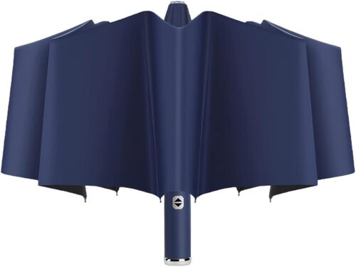 Parapluie Pliable Avec Lampe De Poche Led, 10 Baleines, Cadre En Fibre De Verre Solide, Ouverture Automatique, Coupe-Vent, Imperméable, Résistant Aux Uv, Rotation Avec Poignée Antidérapante