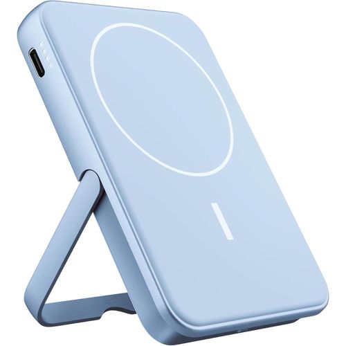 Batterie Externe Magnétique Sans Fil 5000mah Avec Support, Magsafe, Compatible Avec L'iphone 16/15/14/13/12, Charge Rapide Pd 20w, Port Usb-C (Entrée/Sortie) (Strom Grey)