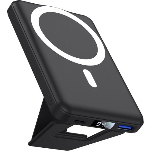 Jgd-Batterie Externe Pour Iphone, Compatible Avec Magsafe 10000mah Magnétique Sans Fil Power Bank Charge Rapide Pd 22.5w Avec Affichage Led Et Support Pliable Pour Iphone 17/16/15/14/13/12 Séries