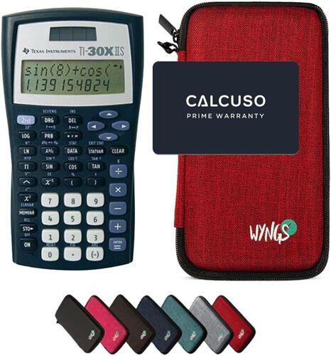 TI-30XIIS avec Housse de Protection WYNGS Incluse Rouge - Calculatrice Scientifique - Pack de Base