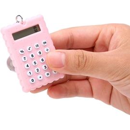 Calculatrice de Porte-clés, Mini Calculatrice de Porte-clés de Style Biscuits Mignons Portables, Calculatrice de Poche à Affichage 8 Bits pour Enfants/étudiants(Violet)