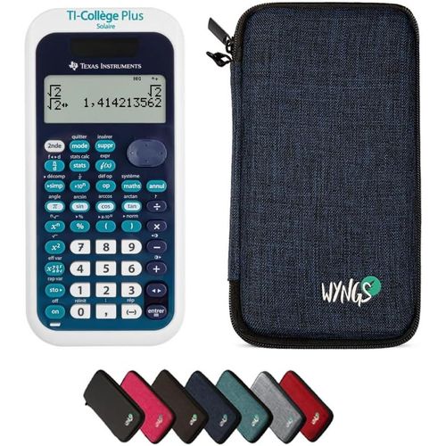 TI-Collège Plus Solaire avec Housse de Protection WYNGS incluse Noir - Calculatrice Scientifique - Pack de Base