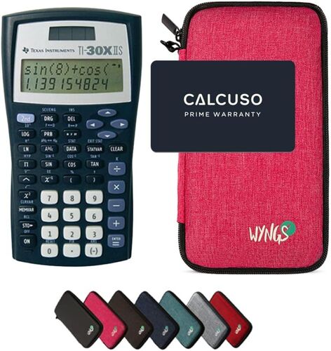 TI-30XIIS avec Housse de Protection WYNGS Incluse Rose - Calculatrice Scientifique - Pack de Base