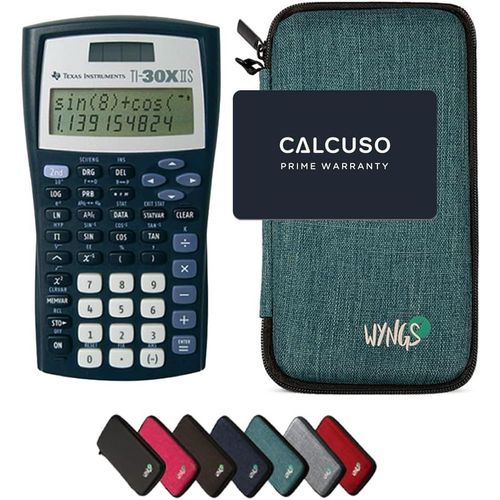 TI-30XIIS avec Housse de Protection WYNGS Incluse Turquoise - Calculatrice Scientifique - Pack de Base