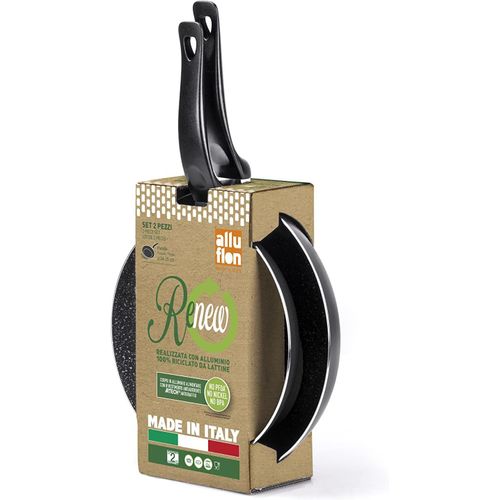 Vesuvia Renew Lot De Casseroles 24 + 28 Cm Pour Chaque Plaque De Cuisson Hors Induction. Aluminium Recyclé À Partir De Canettes. Fabriqué En Italie[X1403]