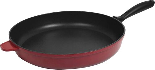 710621 Poêle Paprika Rouge En Fonte D'aluminium Ø24 Cm H.5 Cm Revêtement Anti-Adhésif Teflon Select Sans Pfoa, Manche Thermorésistant Tous Feux Dont Induction