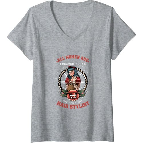 Femme Coiffeur Cheveux Coiffure Ciseaux Profession Coiffure T-Shirt Avec Col En V 
