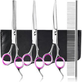 Jgd-Ciseaux Toilettage Chien, 4 In 1 Kit Toilettage Chien En Acier Inoxydable, Professionalnel Toilettages Du Chiens Compris Ciseaux À Effiler/Ciseauxs Courbes/Ciseauxs Droits/Peigne De/Toilettages