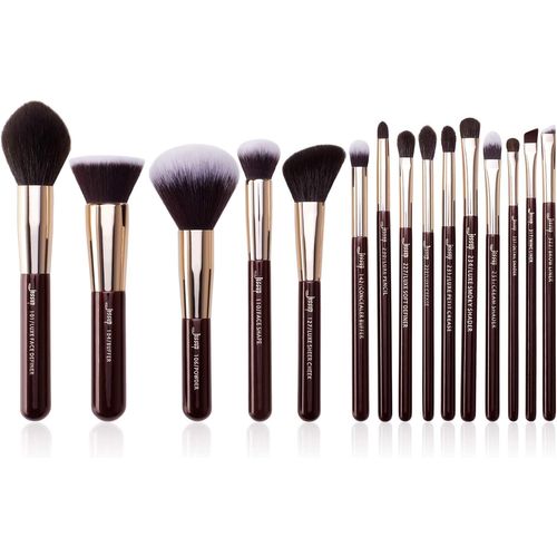 Pinceaux Maquillage Marron 15pcs Set Pinceaux Maquillages Professionnels Pinceau Pour Fond De Teint Poudre,Correcteursourcils,Fard À Paupières,Contour,Eyeliner,Estompeur Yeux Brosse,T498 