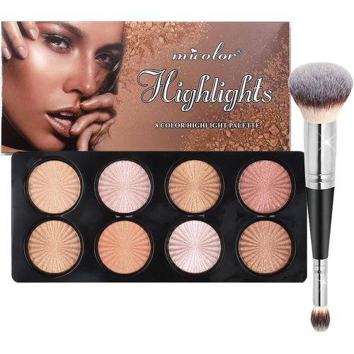 Palette Correcteur De Teint8 Couleurs Contour Highlighter Blush Concealer Correcteur Avec Pinceaux Palette De Maquillage Femme Longue Tenue Imperméable Set De Maquillage Visage 