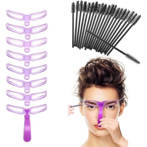 8 Pcs Pochoirs À Spochoirs À Sourcilspochoir Sourcils Pochoir Sourcils Professionnel Débutant Maquillage Pochoirs À Sourcils Kit Pour Femmes (Avec 50 Pcs Brosse À Sourcils) 