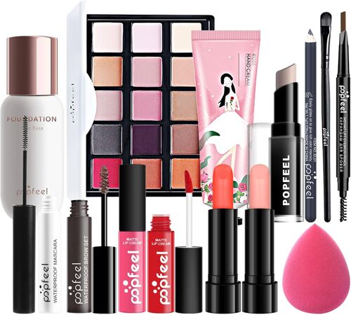 Palette Maquillagecosmetics Professional De Maquillagemakeup Gift Set Pour Les Adolescentes De 13 À 15 Ans Avec Ombres Paupièrerouge À Lèvrebâton Contour. Etc.(8 Pièces) 