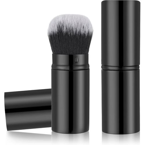 Pinceau De Maquillage Kabuki Rétractable - 1 Pinceau À Blush De Voyage - Portable - Avec Couvercle - Noir - Pour Bronzerblushblushcosmétique 