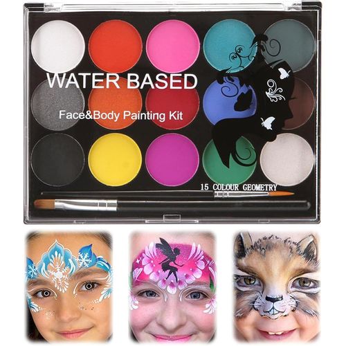 Peinture Corporelle Pour Le Visagepalette De Maquillage Enfantsface Painting Partyensemble De Palette De Maquillage,15 Couleurspour Halloweennoëlcarnavalsoirées À Thème 