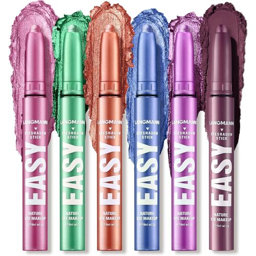 6pcs Bâton D'ombre À Paupièresset De Crayons D'ombre À Paupières Multi-Couleurskit De Maquillage Pour Les Yeuxnaturel & Shimmer Shades Contour Stickcadeau Parfait Pour Les Femmes ¿A¿ 
