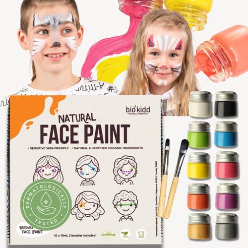Palette De Maquillage De Fête Liquidebionon-Toxiquelavable - Pour Peaux Sensibles - Kit De Peinture Faciale Royal Party Face Paint - Cadeau Pour Carnavalanniversairenoël - 10x10ml 