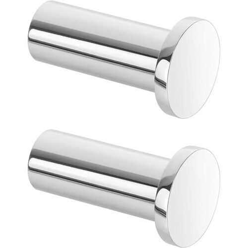 Crochets à Visser Patère Murale Ronde 45mm, Crochets Muraux en Acier Inoxydable, Robuste Patère pour Salle de Bain Chambre Cuisine Entrée, Accroche Serviette, 2 Pcs Chrome Poli