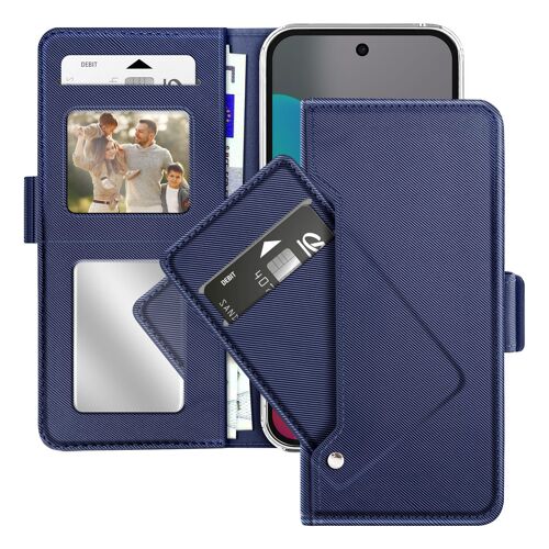 Étui Portefeuille pour Google Pixel 10 et 10 Pro avec Support et Miroir Interne Bleu nuit