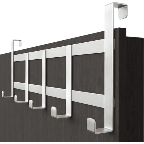 Porte-manteau pour porte, noir - crochet de porte en acier inox, facile à utiliser - support suspension durable, patere peu encombrant 32 x 4 x 11 cm, pour des épaisseurs jusqu'à 2 cm