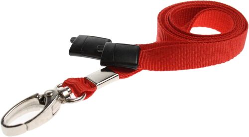 Cordon Rouge De 10 Mm Avec Ouverture De Sécurité Et Mousqueton En Métal Confortable Et Coloré Cordon Tour De Cou Durable Pour Porte-Badges D'identité Parfait Pour Le Personnel, Les