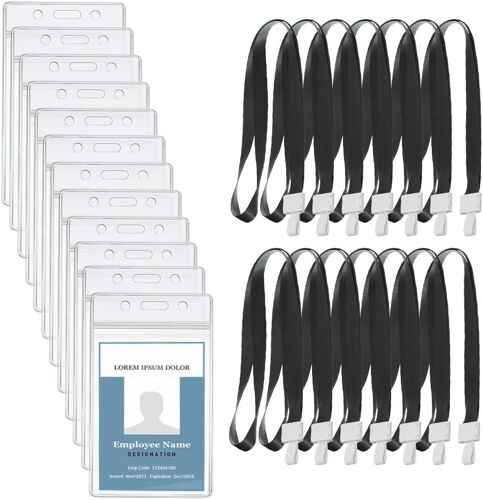 Porte Badge, 12pcs Porte Carte Avec Cordon, Étanche Porte Badge Transparent, Verticaux En Badge Plastique, Pour Aux Expositions, Conférences, Écoles, Bureaux, Étudiants (Verticaux)