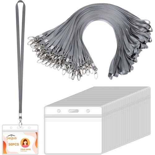Tour De Cou Porte Badge, 20 Pièces Cordon Tour De Cou Avec Porte Badge En Pvc, Porte Carte Plastique Transparent, Lanyard Avec Boucle Pivotante, Pour Infirmiere, Enseignants, Médecins
