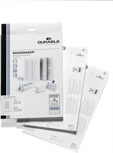 145602 Badgemaker Insertions 60 X 90 Mm Sur Planche A4 Imprimable 8 Insertions Par Planche Pefc Boîte De 20 Planches/160 Insertions