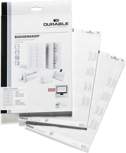 145602 Badgemaker Insertions 60 X 90 Mm Sur Planche A4 Imprimable 8 Insertions Par Planche Pefc Boîte De 20 Planches/160 Insertions