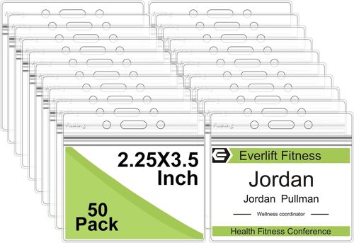 50pcs Porte Badge,10 * 8.5cm Porte-Cartes En Transparent,Porte Badge Plastique,Badge Pour Carte D'identité, Carte De Bus, Carte De Visite