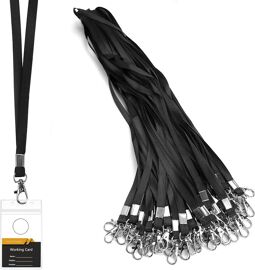 JEXNOVASHOP-50 Pièces Cordon Clef Cou,45 cm Tour de cou Noir à Fermoir Métallique,Cordon Badge Tour de Cou Porte Badge avec Fermoir Mousqueton Pivotant,Laniere Tour de Cou pour Carte d'identification