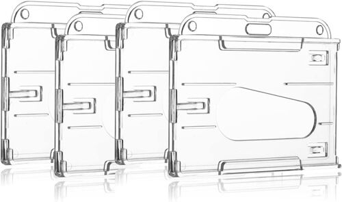 4 Pièces Porte-Badge D'identité, Porte-Badge Transparent, Porte-Carte En Plastique Dur, Porte-Carte De Crédit Transparent, Adapté Aux Cartes De Visite, Cartes De Crédit (Transparent)