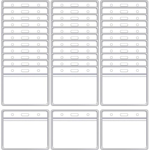 Lot De 50 Porte Badge Transparent Horizontal Imperméable Porte Carte Plastique Pour Porte Badge Nominatif Carte D'étudiants Exposition Carte D'identité Carte De Visite Et Visiteurs
