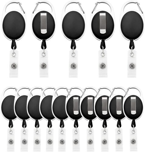 Porte-Clés Rétractables, Porte-Badge Mousqueton Robuste, Bobine De Badge D'identification Avec Cordon Rétractable (10 Pcs)