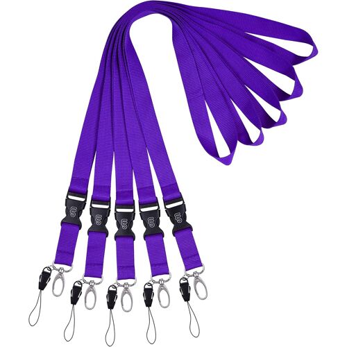 5 Cordon Tour De Cou, Lanière Cou Avec Fermoir Ovale Et Boucle Détachable, Pour Porte Badge, Clef, Téléphone Portable, Étiquette D'identité, Appareil Photo, Ipod, Usb, 23''/58,4 Cm Noir