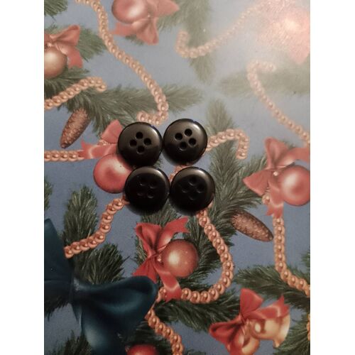 Lot De 4 Boutons Noirs À 4 Trous 1,1 Cm En Plastique.