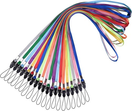 20 Pcs Cordon Badge, 17'', Pour Telephone Portable, Usb, Porte-Clé, Porte Badge Couleur Assortie