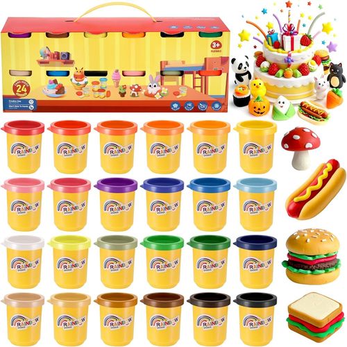 Pots de Pâte à Modeler24 Pots de Pâte à Modeler avec des Couleurs DifférentesIdée de Cadeau de Pâques Anniversaire de Noël pour EnfantsActivité Manuelle et Créations Multicolore50g/peut